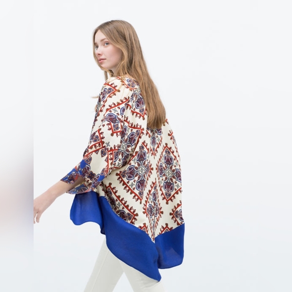 Zara Paisley Print Kimono Jacket Cardigan/CoverUp - Picture 3 of 10
